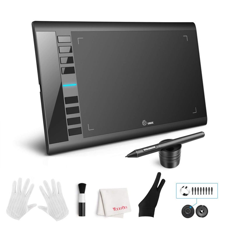 UGEE M708 Drawing Tablet,10 x 6 inch 16K Pressure Level Digital Graphics Tablet,Battery-Free Stylus,8 Hot Keys Compatible with Win,iOS,Android,Prefect for Artist,Designer,Beginner Online Teaching - Image 1
